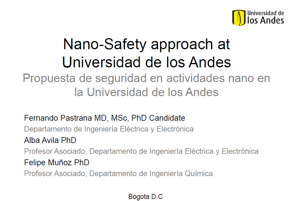 Nano safety approach Uniandes Colombia